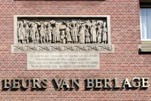 Mosaic above the entrance of the Beurs van Berlage in Amsterdam