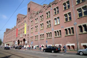 The long façade of the Beurs van Berlage in Amsterdam