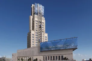 Render of the modernized Boerentoren in Antwerp