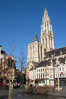 cathedral seen from groenplaats, antwerp