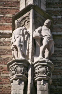 Sculptures on the facade of the Vleeshuis in Antwerp