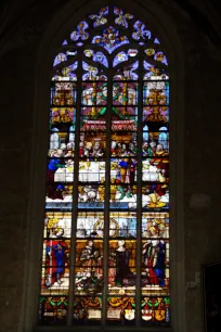 Stained glass window in the St. James's Church in Antwerp