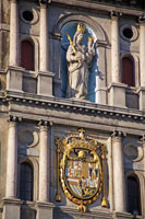 Central statue on the front facade of the Antwerp City Hall