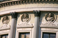 Busts of Méhul, Van Vondel and Eschyle at the Bourla Theater in Antwerp