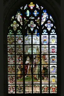 Stained-glass window in the Antwerp Cathedral