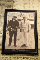 Albert Einstein posing with the captain of the SS Belgenland, Red Star Line Museum