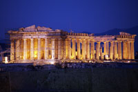 The Parthenon at night
