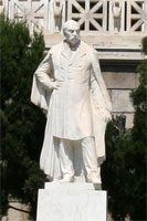 Statue of Panaghis Athanassiou Vallianos in front of the National Library in Athens