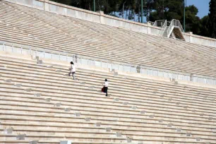 The marble seating of the Panathinaic Stadium in Athens
