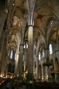 Columns and ceiling of the Santa Maria del Mar, Barcelona
