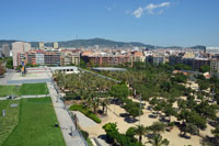 Parc de Joan Miro in Barcelona seen from the Arenas