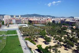 Parc de Joan Miró in Barcelona seen from the Arenas