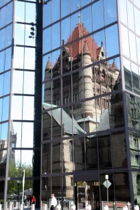 Trinity Church reflected in John Hancock Tower, Boston