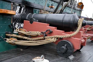 Cannon on the upper deck of the USS Constitution in Charlestown, Boston