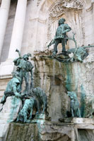 The hunting scene of the Matthias Fountain in Budapest