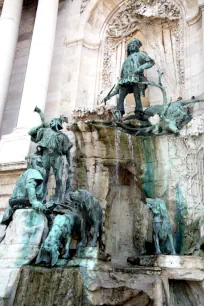 The hunting scene of the Matthias Fountain in Budapest