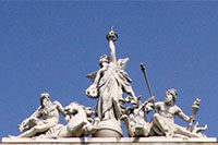 Sculpture on top of East Station in Budapest