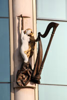 One of the muses on the facade of the National Theatre in Budapest
