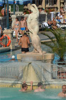 Statue in the pool area of the Széchenyi Baths in Budapest