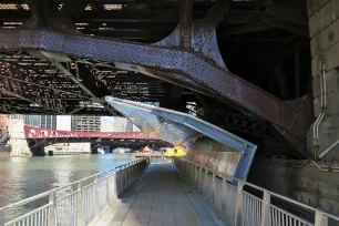 Passing a bridge along the Chicago Riverwalk