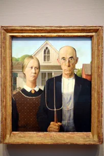 Grant Wood's American Gothic in the Art Institute of Chicago