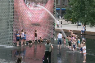 The water spout of the Crown Fountain, Chicago