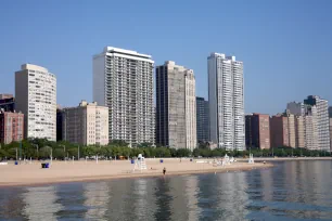 View of Oak Street Beach and Gold Coast, Chicago