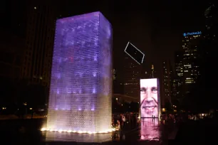 Crown Fountain in Chicago at night