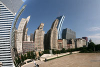 Reflection of the skyline in Cloud Gate, Chicago