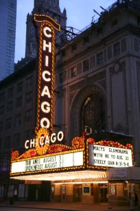 Chicago Theatre at night