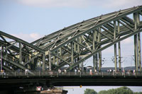 Closeup of the Hohenzollern Bridge in Cologne, Germany