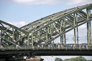 Closeup of the Hohenzollern Bridge in Cologne