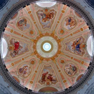 The painted dome inside the Frauenkirche in Dresden