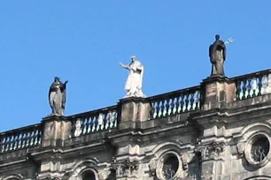 Statues on the balustrade of the Hofkirche in Dresden