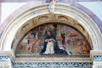 Lunette with Thomas Aquinas on the facade of the Santa Maria Novella church in Florence