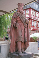 Statue of Charlemagne in front of the history museum in Frankfurt
