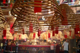 Incense Spirals at Man Mo Temple in  Hong Kong