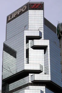 Detail of the facade of the Lippo Centre in Hong Kong