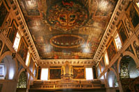 The painted wooden ceiling of the Sao Roque church