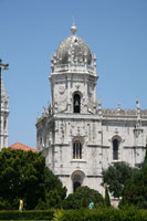 Bell tower of the Jeronimos Monastery in Belem, Lisbon