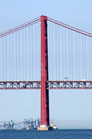 One of the main towers of the April 25th Bridge in Lisbon