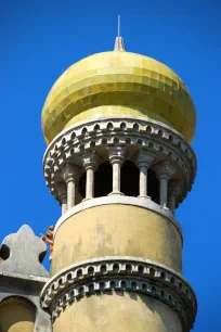 Onion domed tower of the Pena National Palace in Sintra
