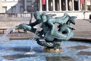 Fountain at Trafalgar Square in London