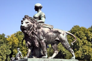 Lion Statue on the Queen Victoria Memorial in London