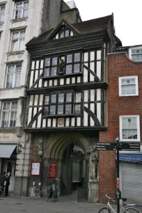 The halftimbered gatehouse at St. Bartholomew the Great in London