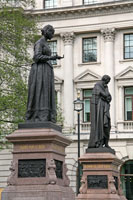 Statues of Florence Nightingale and Sidney Herbert at Waterloo Place in London