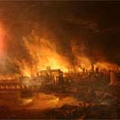 Painting of the Great Fire in the Museum of London