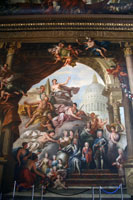 Painting in the upper hall in the Painted Hall, Old Royal Naval College, Greenwich, London