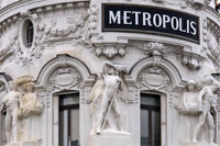 Detail of the facade of the Metropolis Building in Madrid