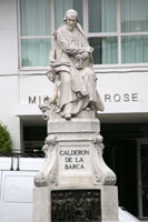 Statue of Pedro Calderon de la Barca at the Plaza de Santa Ana in Madrid